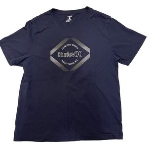 Hurley Graphic T-Shirt Mens Large Navy Blue Short Sleeve Casual Top‎